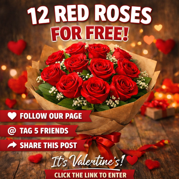 12 Red Roses for Valetines Day for FREE