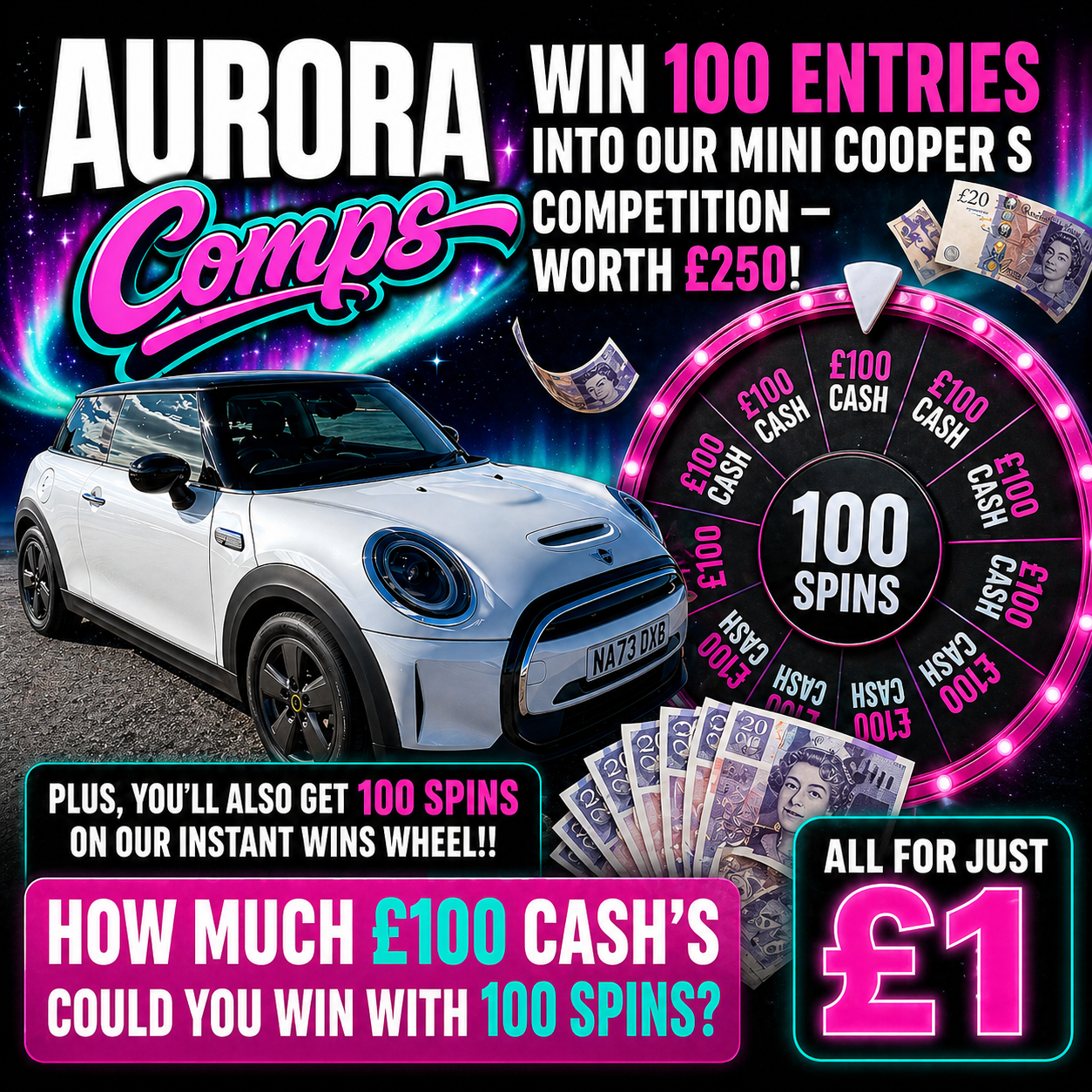 WIN 100 MINI ENTRIES & 100 INSTANT SPINS