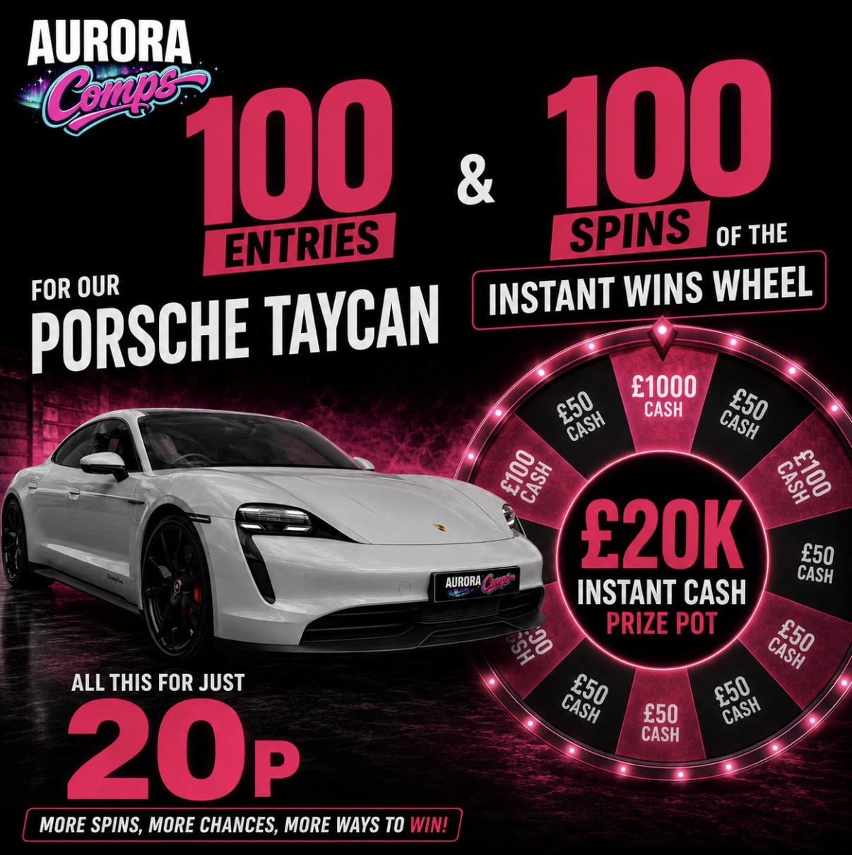 100 Entries for the Porsche + 100 Instant Spins
